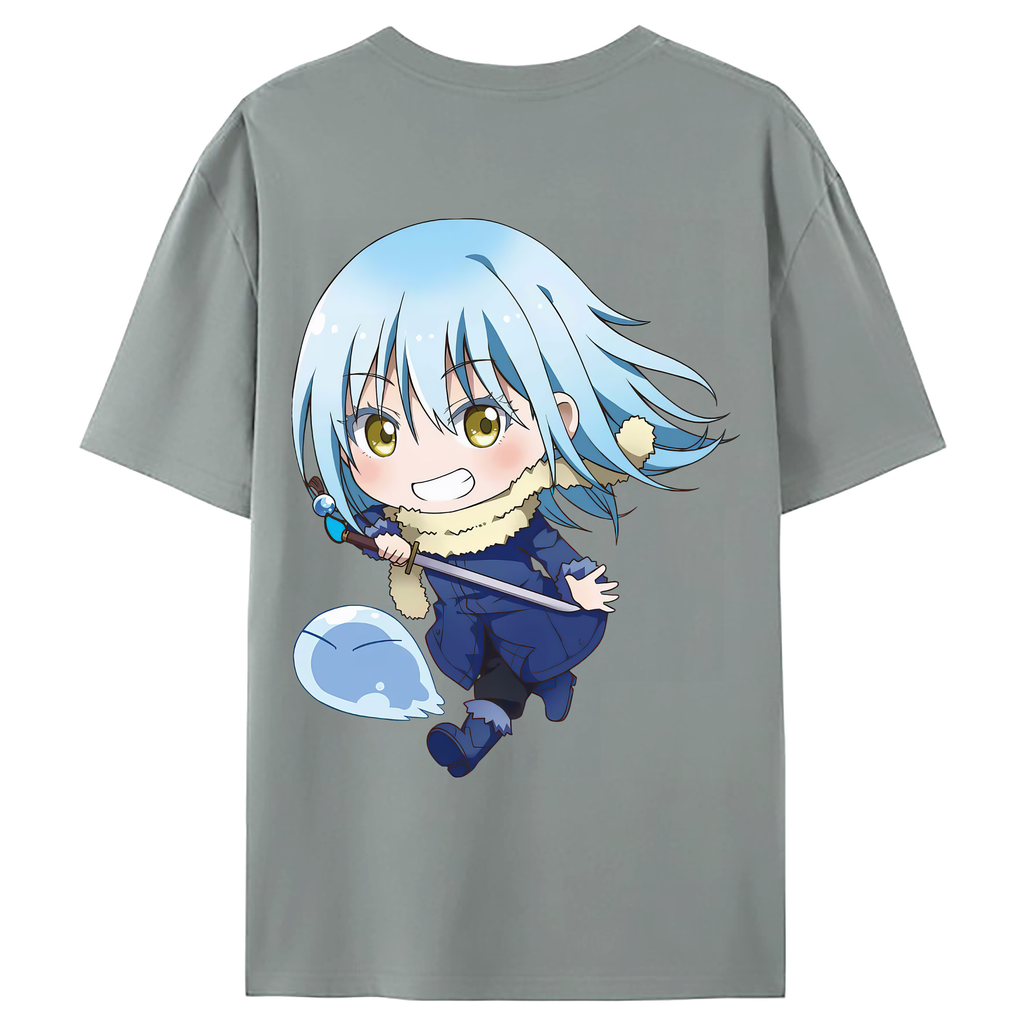 （画像用） 転スラ Regarding Reincarnated to Slime 綿100％ メンズ半袖Tシャツ（バックプリント） 通気性